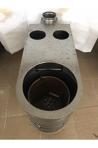 Soba. Fırınlı Sac Kovalı Bahçe Tipi Kuzine Soba