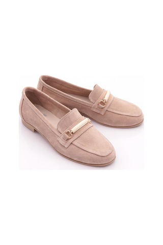 Dgn 3772 Kadin Tokali Loafer Ayakkabi Bej Süet
