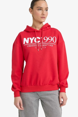 Defacto Relax Fıt Kapüşonlu Baskılı Kalın Sweatshirt Kumaşı Sweatshirt G7129ax25wnrd256 Kırmızı-rd256