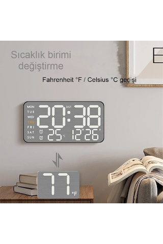 Kumandalı LED Dijital Duvar Saati – Büyük Ekran, Geri Sayım, Otomatik Parlaklık, Tarih ve Sıcaklık Gösterimi