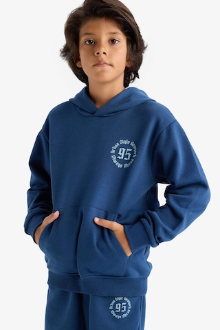 Defacto Erkek Çocuk Kapüşonlu Baskılı İçi Yumuşak Tüylü Sweatshirt E9599a825aube829 Mavi
