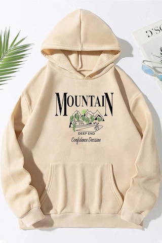Unisex Montain Baskılı Sweatshirt Siyah