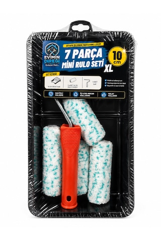 7 Parça Mini Boyacı Seti 10 Cm Xl Rulo Boya Küveti Yedek Rulolu