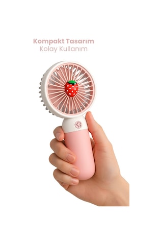 Mini Taşınabilir Sessiz El Fanı Meyve Temalı Pembe