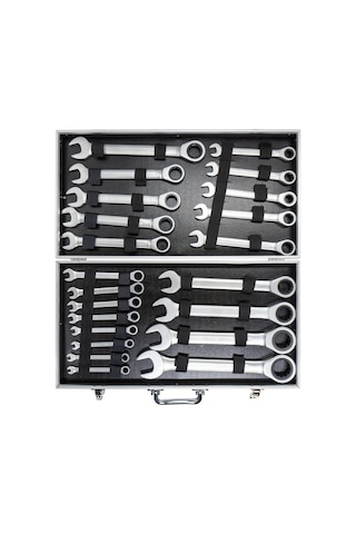6126 Cırcır Kombine Anahtar Takımı 6-32mm 22 Parça Metal Kutulu
