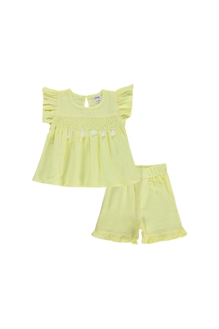 Civil Baby Gipeli Püsküllü 6-18 Ay Takım - Sarı Limon Sarı