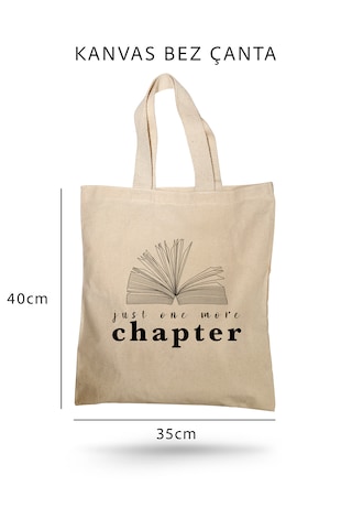 Lunora-collection Just One More Chapter Baskılı Kanvas Bez Çanta Ham Renk