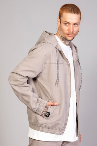 Erkek Kapüşonlu Oversize Marsıan Füme Kot Ceket Füme