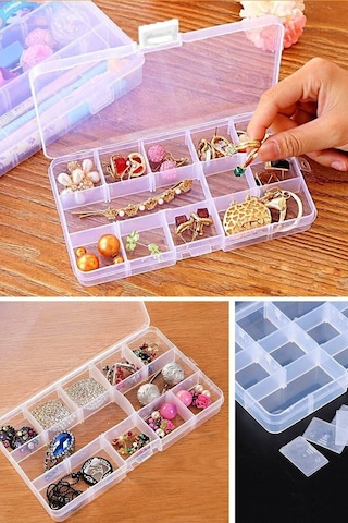 Bayev Ayarlanabilir Bölmeli Balıkçı Malzemesi Kutusu Vida Çivi Kutusu Şeffaf