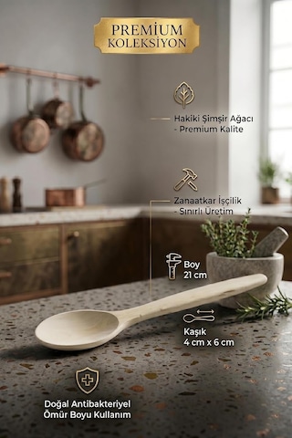 Doğal Şimşir Ağacı Ahşap Tahta Kaşık Spatula Seti Ağaç Kaşık 3lü Set Diğer