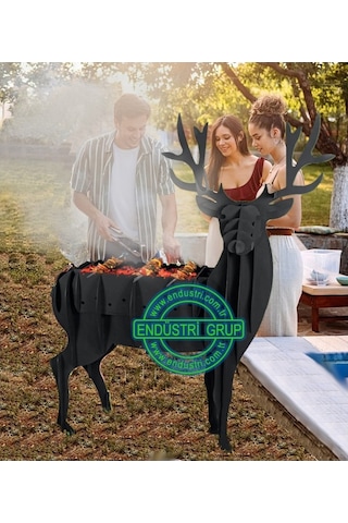 Endüstri Grup - Geyik Figürü Heykel Kömürlü Mangal Barbekü Izgara