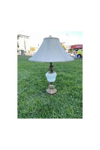 Beyaz Porselen Gövde Antika Abajur 80 CM