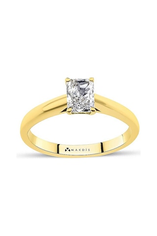 0.80 Karat Radiant Tektaş Pırlanta Yüzük Beyaz Altın