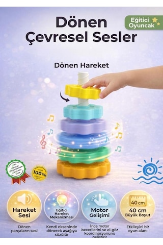 Dönen Çılgın Kule: Spiral Şeklinde 40cm 6 Farklı Şekilde İnce Diskli Eğitici Oyuncak