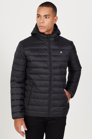 Erkek Sıyah Standart Fit Normal Kesim Kapüşonlu Mont Siyah