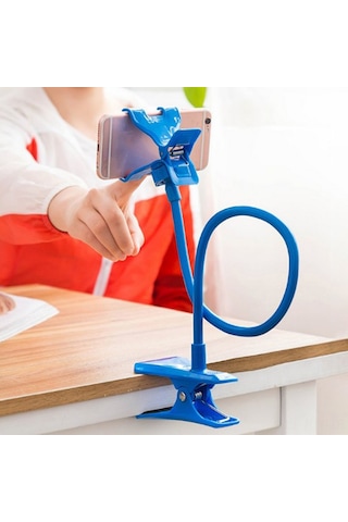 Youmex 360 Derece Ayarı Telefon Tutucu - Evde, Yatak Odasında Canlı Yayın, Selfie İçin Kolay Kullanım - Anti Kayma, Hafif Ve Taşınabilir Mavi