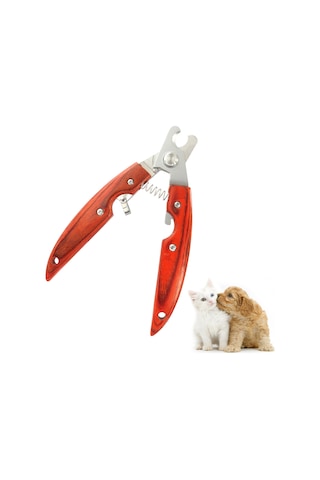 Geeksen Ahşap Saplı Ergonomik Evcil Hayvan Tırnak Kesici - Paslanmaz Çelik Bıçaklı, Kaymaz Tasarım, Güvenli Ve Kolay Kullanım