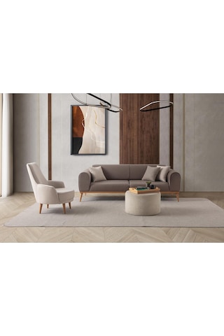 Rebull 3+1 Koltuk Takımı Kahverengi + Sütlü Kahve