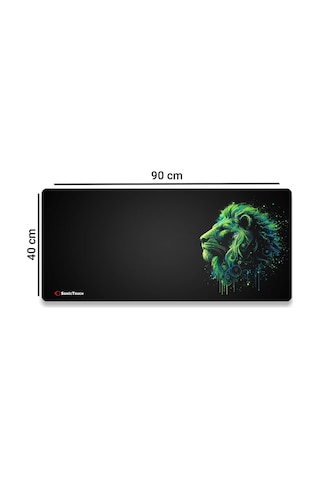 Sonictouch Ultragrand Siyah Ve Neon Yeşili Aslan Dikişsiz Xxl Gaming Oyuncu Masaüstü Klavye Mouse Pad 40x90cm