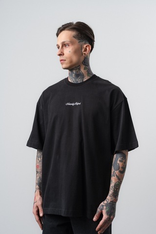 Respire Erkek Refined Baskılı Oversize T-shirt Siyah