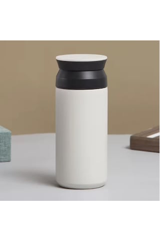 Paslanmaz Çelik Bardak Mug Termos 350 Ml Çift Katmanlı, Sızdırmaz Kapaklı Krem