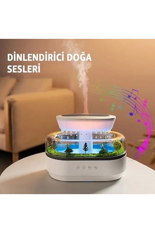 Yağmur Damlası Hava Nemlendirici - Aromaterapi Difüzör - 7 Renk Rgb - Dinlendirici Sesler - Sessiz Çalışma - Damlama Sesi - Otomatik Kapanma