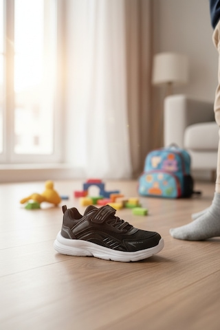 Enoch Çocuk Spor Ayakkabı Cırtlı Ve Bağcıklı Konfor Model SİYAH-BEYAZ