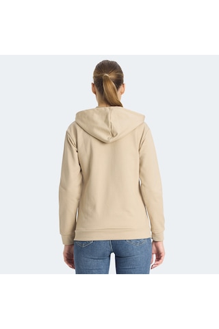 Slazenger KINET Kadın Fermuarlı Kapüşonlu Cepli Bej Sweatshirt