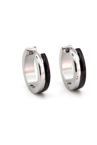Siyah Dış Hatlı 16 MM Çap Çelik Halka Erkek Küpe E921