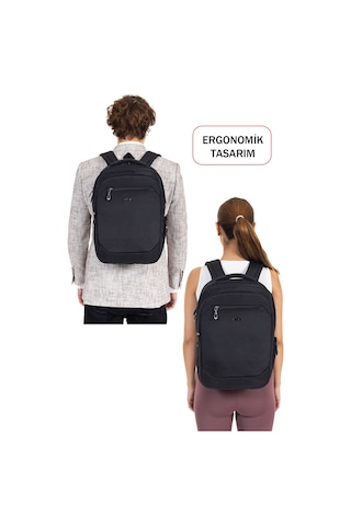 Dada Unisex Siyah Okul Sırt Çanta Orta Boy Lise Üniversite 13,3-14 inç Usb Type-c Su Geçirmez Oxford Kumaş