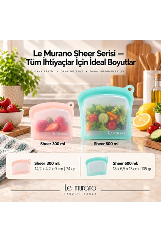 Sheer 600 Ml Platinum Silikon Sızdırmaz Gıda Saklama Torbası Yeşil