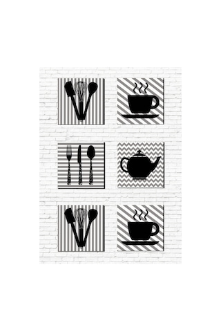 Dijital Baskılı Dekoratif Kaymaz Taban Yıkanabilir Mutfak Eşyası Desenli Halı Mutfak Halısı Yolluk Salon Halısı Gri