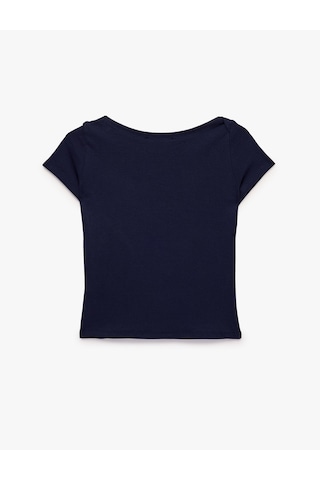 Koton Pamuklu Kısa Kollu Hakim Yaka Slim Fit Tişört Lacivert 7wal10337ık