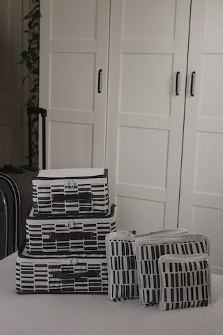Adarya Home Zebra Desen Valiz Düzenleyici Bavul İçi Organizer Set 6'lı Beyaz
