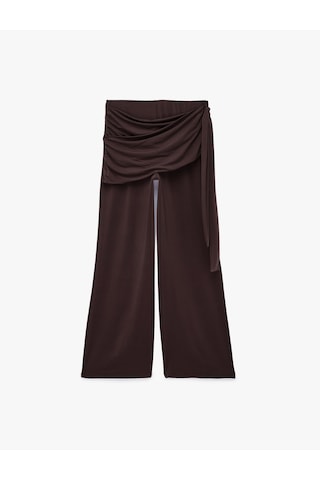 Koton Bağlama Detaylı Geniş Paça Pantolon Kahverengi 7wal40071ık Kahve