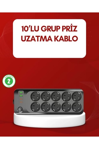 Home Usb Type-c Destekli 10 Lu Grup Priz Termal Korumalı 2m Kablo 2500w Diğer
