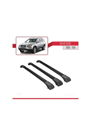 Volvo Xc90 2003-2015 Arası İle Uyumlu Ace-1 Ara Atkı Tavan Barı Siyah 3 Adet Bar