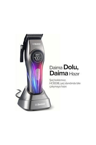 Bester Hc8338 Profesyonel Saç Kesme Makinesi Bldc Motor, Dlc Bıçak Ve Şarj Standlı