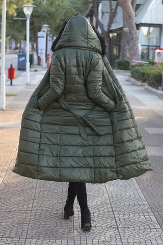 Toridas Günlük Kışlık Tam Boy Şişme Kadın Mont Bt180haki3 001