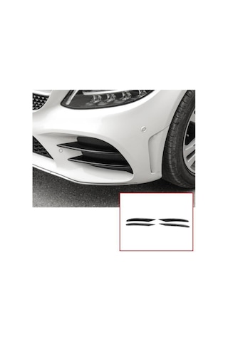 Mercedes W205 İçin Uyumlu C Serisi Ön Tampon Sis Kaşları Kaplama Piano Black 2019+