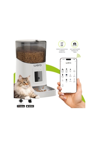 Wero 1080p Ayarlanabilir Kamera 6 Lt Wifi Kontrol Kedi / Köpek Besleyici Pet Feeder Metal Kase