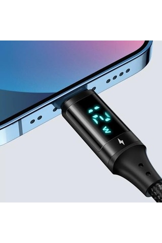 Ca-1060 Lightning Dijital Göstergeli Data-şarj Kablosu 3a 1.2m, Siyah Diğer