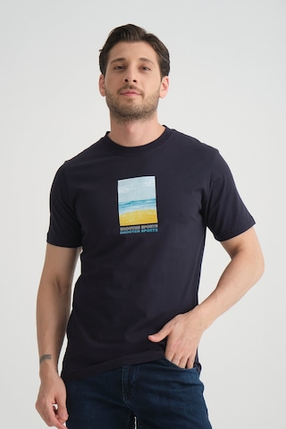 Shooter Sportwear Shooter Erkek T-shirt %100 Pamuk Minimalist Tasarım Regular Kalıp Baskılı Lacivert