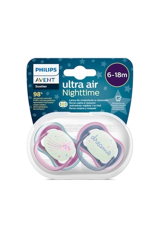 Philips Avent Ultra Air Night Karanlıkta Parlar Gece Emziği 6-18 Ay Kız Çok Renkli