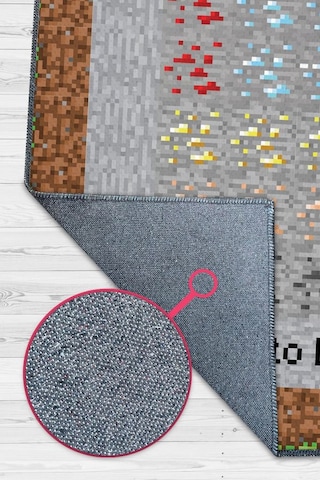 Homshtag Layers Çok Renkli Oyuncu Halısı Gri Renk Gamer Temalı Halı Minecraft Sever Hediyelik Halı Çok Renkli