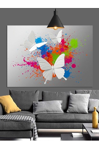 Uçan Kelebekler Soyut Sanat Dekoratif Kanvas - Mdf Ahşap Tablo