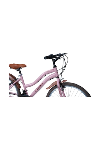 Sarissa Vintage 24" Jant 21 Vites Çelik Kadro V Fren Unisex Şehir Bisikleti Pembe Kahverengi Lastik Pembe