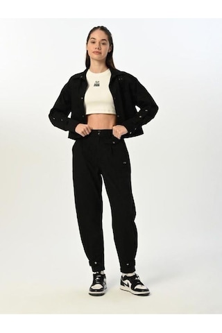 Zekids Kız Çocuk Crop Ceketli Pantolonlu Takım-15523 Siyah