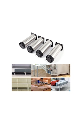Ayarlanabilir Paslanmaz Çelik Mobilya Ayağı - 4 Adet - Ayarlanabilir Mobilya Ayağı - Metal Masa Ayağı - Dolap Ayağı - Mobilya Ayağı - Destek Diğer