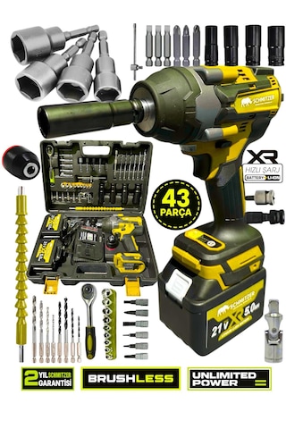Schmıtzer Sch-9502s Pro 21v 15 Pilli Çift Akülü Kömürsüz Darbeli Vidalama 650 Nm Somun Sıkma Sökme Matkap